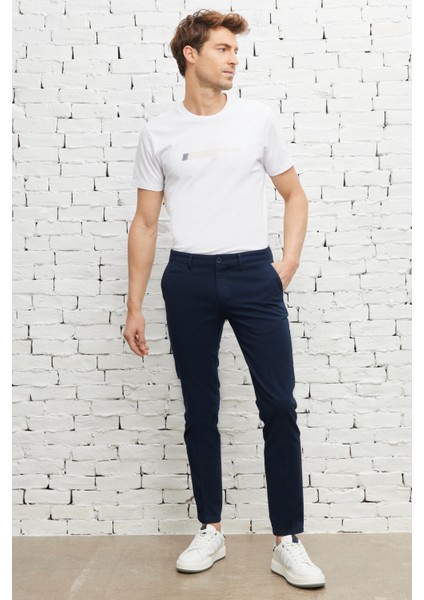 Erkek Lacivert Slim Fit Dar Kesim Yan Cepli Pamuklu Esnek Armürlü Pantolon fiyatları