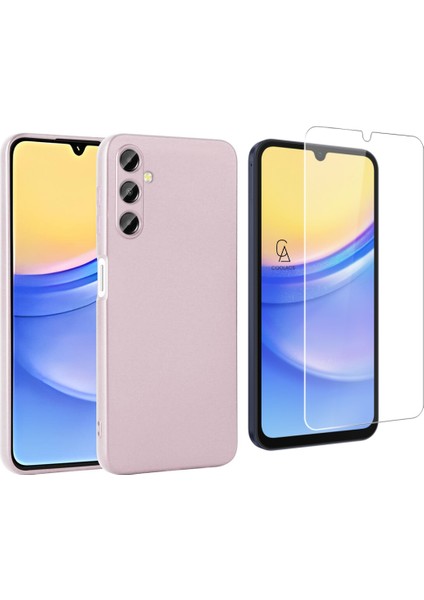 Samsung Galaxy A15 ile Uyumlu Kılıf Soft Yumuşak Telefon Kılıfı ve Temperli Cam Ekran Koruyucu