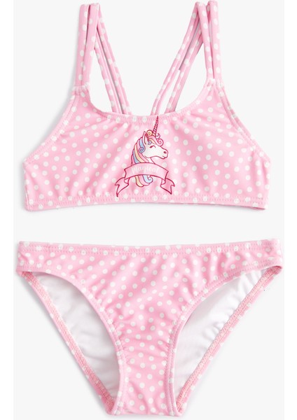 Bikini Takımı Unicorn Baskılı Ince Askılı