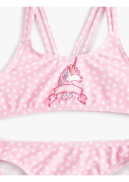 Bikini Takımı Unicorn Baskılı Ince Askılı