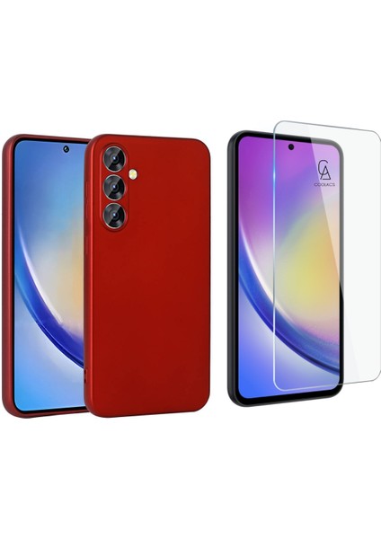 Samsung Galaxy A35 ile Uyumlu Kılıf Soft Yumuşak Telefon Kılıfı ve Temperli Cam Ekran Koruyucu