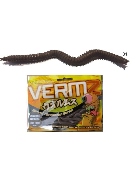 Vermz Kum Solucanı 01 Renk 9.5cm Lrf Silikon Yem 15li Paket