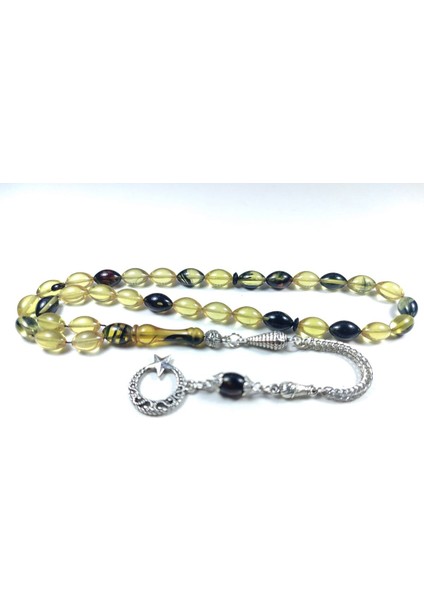 Gümüş Kaplama Püsküllü Kuru Tornalı Çift Cilalı Sıkmakehribar Sertifikalı 4457