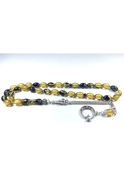 Gümüş Kaplama Püsküllü Kuru Tornalı Çift Cilalı Sıkmakehribar Sertifikalı 4459