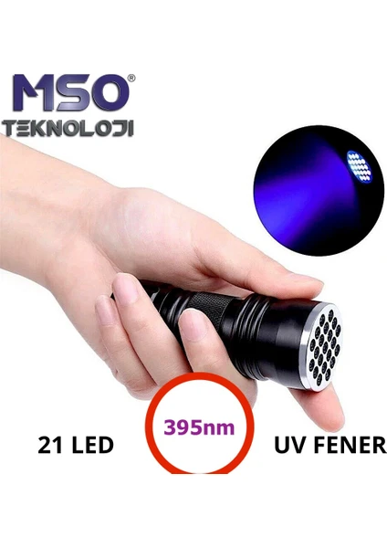 MSO Teknoloji 395nm UV Epoksi Kürleme Akrep Para Kontrol 21 Ledli Fener