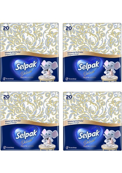 4 x Adet Kiraz Çiçeği 20'li Deluxe Peçete - gösterişli Sofralar Serisi