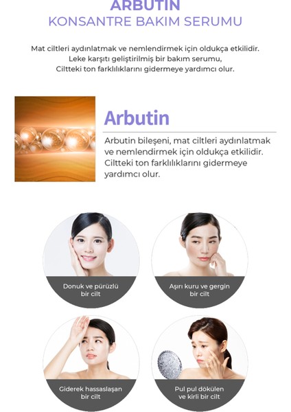 Arbutin Fluid Concentrate Mat Ciltler İçin Aydınlatıcı Ampul 2 ml x 7 Adet