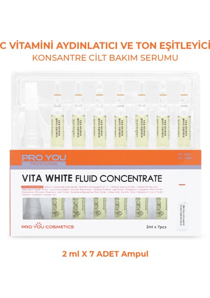 Pro You Professıonal Vita White Fluid Concentrate Parlak Cilt Için Aydınlatıcı Ampul 2 ml x 7 Adet