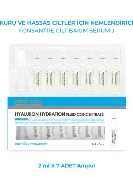 Hyaluron Fluid Concentrate Hassas Ciltler İçin Nemlendirici Ampul 2 ml x 7 Adet