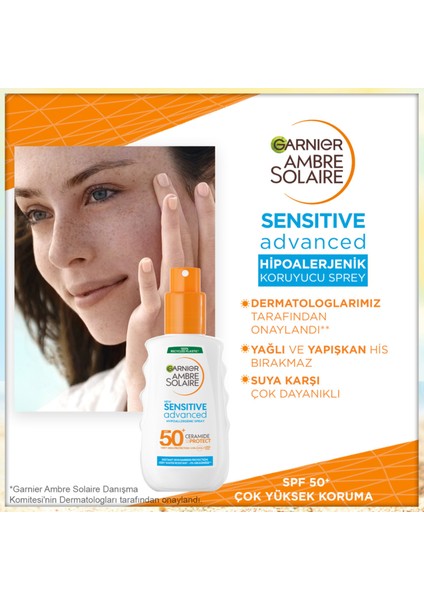 Garnier Ambre Solaire Sensitive Advanced Hipoalerjenik Güneş Koruyucu Sprey SPF50+ 150ML