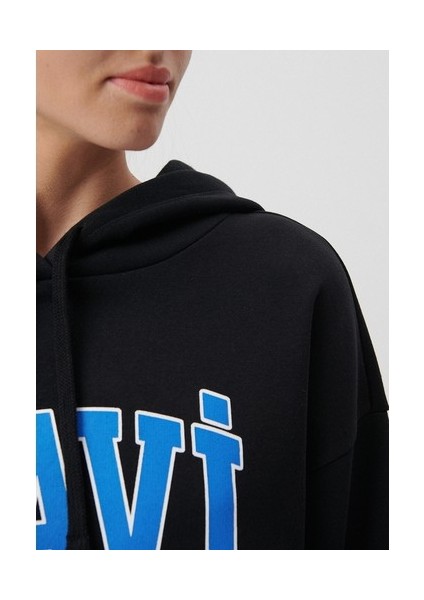 Kadın Mavi Logo Baskılı Kapüşonlu Siyah Sweatshirt 1600361-900 indirimleri