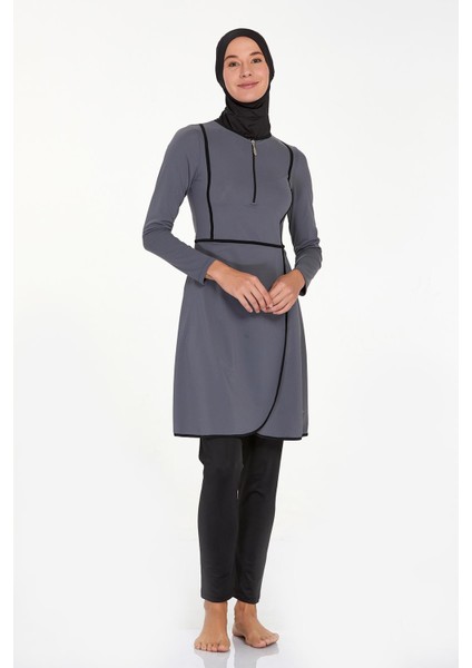 Likralı Tam Kapalı Tesettür Mayo Ella 4546 Antrasit indirimleri