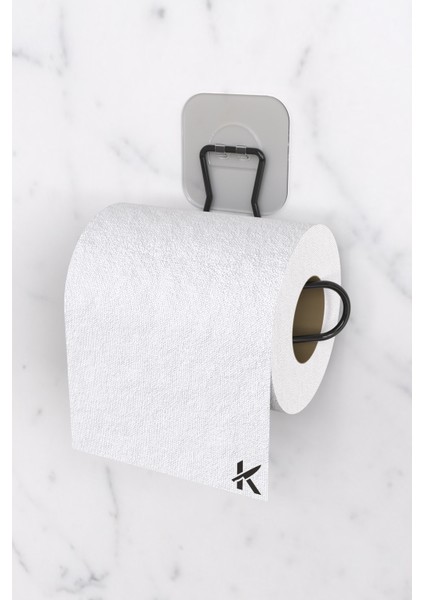 Sticker Yapışkanlı Dekoratif Rulo Havlu Tutacağı ve Wc Kağıtlık Şık Banyo Mutfak Pratik 2'li Set