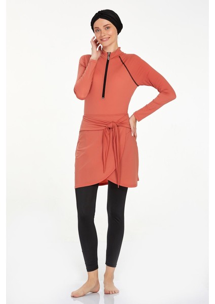 3 Farklı Şekilde Giyilebilir Likralı Tam Kapalı Tesettür Mayo Robb 4460 Tarçın indirimleri