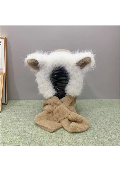 Peluş Şapka ve Atkı Entegre Kış Kulak Koruma Şapkası Lei Feng Şapka (Yurt Dışından)
