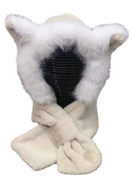 Peluş Şapka ve Atkı Entegre Kış Kulak Koruma Şapkası Lei Feng Şapka (Yurt Dışından)