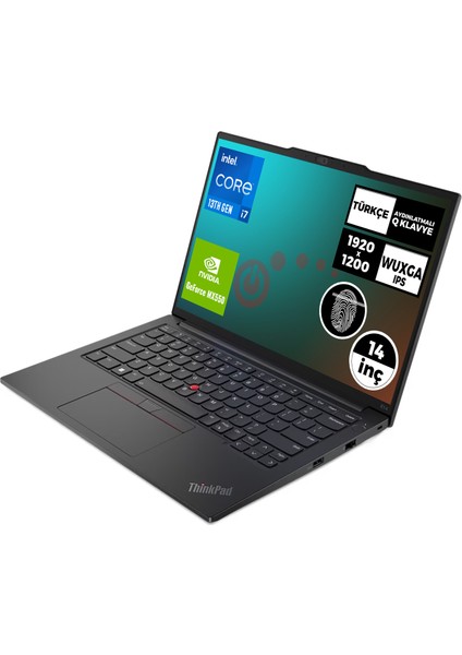 Thinkpad E14 Gen 5 Intel Core I7-1355U 24GB 1tb + 1tb SSD 14" Wuxga 2gb MX550 Freedos Taşınabilir Bilgisayar 21JLS2G6TX 012