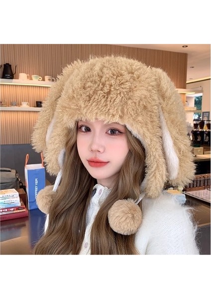 Ayı Şapka ve Atkı Entegre Kışlık Peluş Kulak Koruyucu Boyun Eşarbı Kazak Şapka (Yurt Dışından)