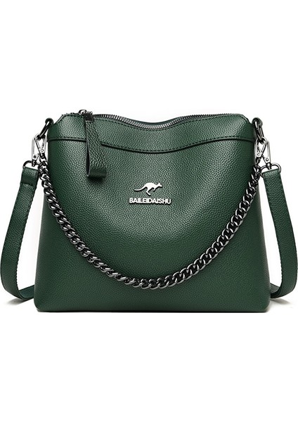 Lanbo Kadın Zincir Detaylı Postacı Çanta - Siyah (Yurt Dışından)