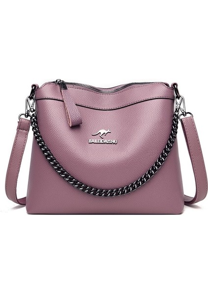 Lanbo Kadın Zincir Detaylı Postacı Çanta - Siyah (Yurt Dışından)