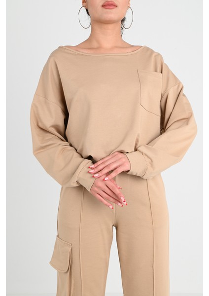 Kadın Nervür Detaylı Kargo Cepli Eşofman Takımı 3984-24 modelleri