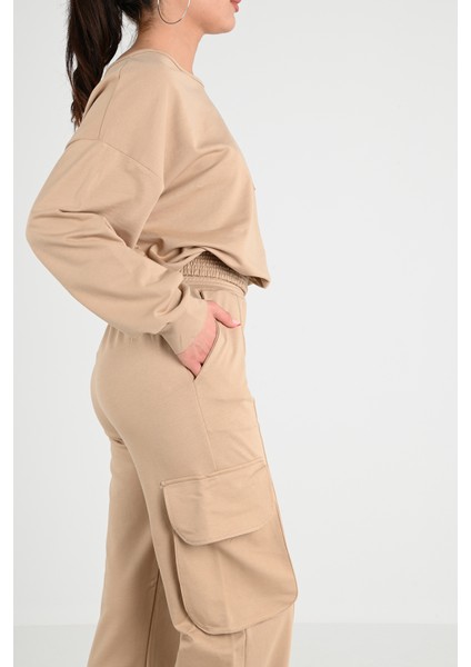 Kadın Nervür Detaylı Kargo Cepli Eşofman Takımı 3984-24 fırsatları