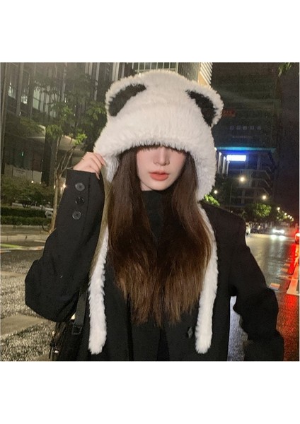 Peluş Ayı Şapka Atkı Entegre Boyun Eşarbı Kulak Koruyucu Kapüşonlu (Yurt Dışından)