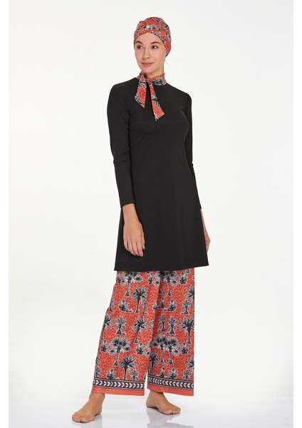 Likralı Tam Kapalı Tesettür Mayo Bol Paça Ellen 4520 Siyah modelleri