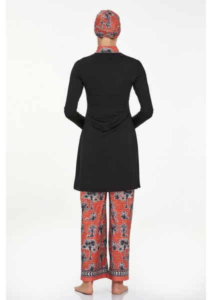 Likralı Tam Kapalı Tesettür Mayo Bol Paça Ellen 4520 Siyah indirimleri