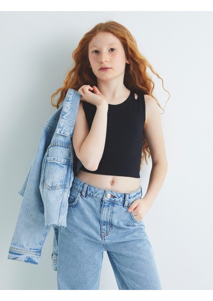 Crop Atlet Çift Askılı Pamuklu