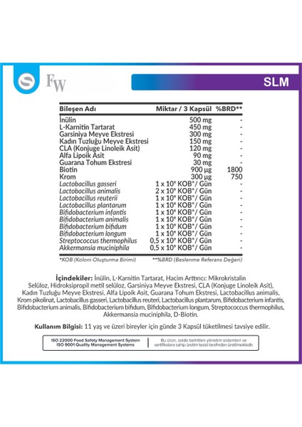 Slm Akkermansia Muciniphila & Garcinia Cambogia Extract 60 Kapsül