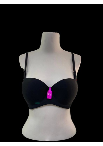 Lazer Kesim Straplez Siyah Sütyen - 512