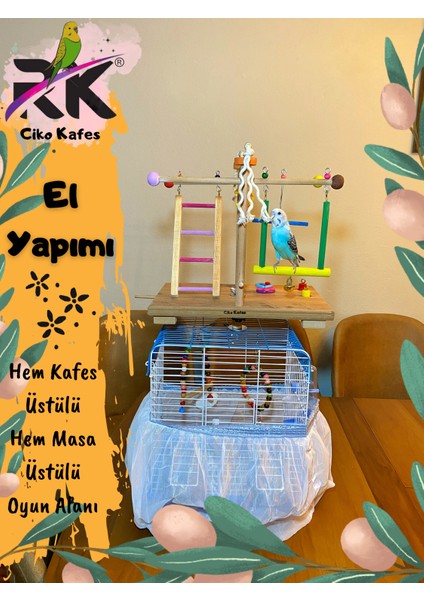 Hem Masa Üstülü Hem Kafes Üstülü Kuş Oyun Alanı