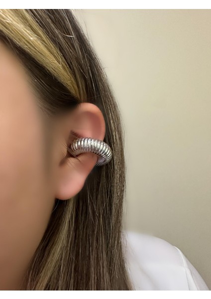 Amity 316 L Çelik Gümüş Renkli Midye Model Kadın Earcuff