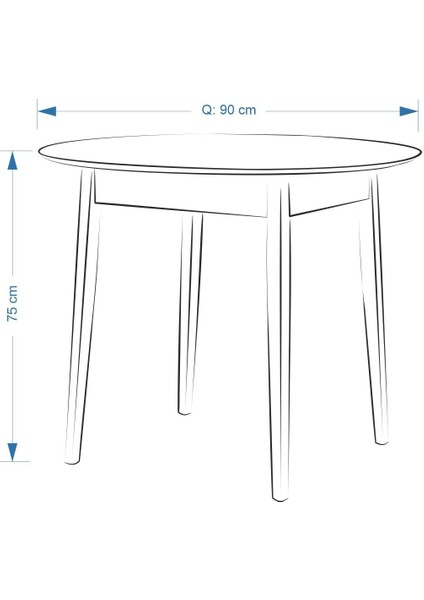 Avanos Yuvarlak Sabit Mdf Mutfak Masası - Q90 cm