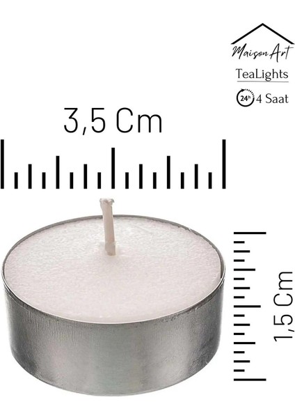 50 Adet | Buhurdanlık Mumu | 4 Saat Yanan Tea Light Mum | Dekoratif Mumluk Mumu