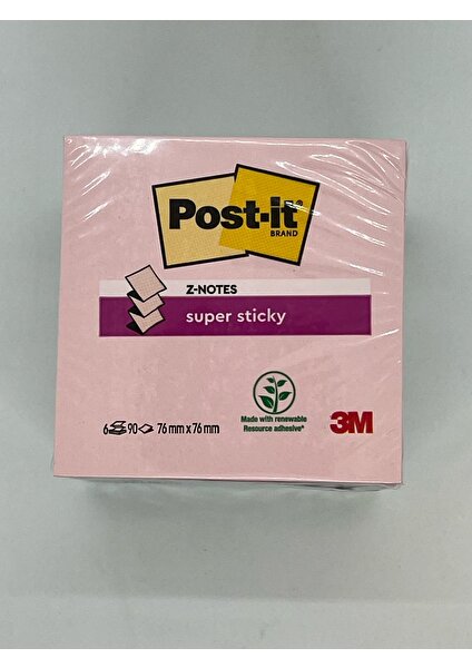 Post-It® Super Sticky Z-Not 76 mm x 76 Mm, 90 Yaprak/pad, 6 Pads/pack