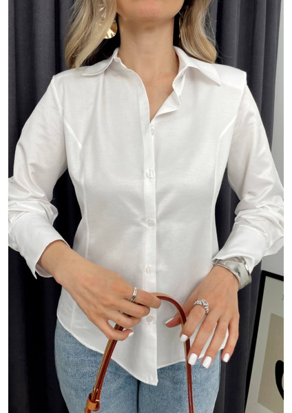 Beyaz Vatkalı Fit Kalıp Gömlek fiyatları