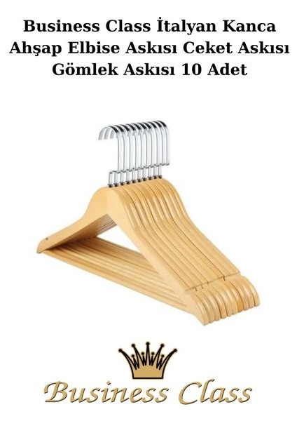 Business Class 45 cm Italyan Kanca 10 Adet Ceket Askısı Buluz Askısı Elbise Askısı Ahşap Askı fırsatları