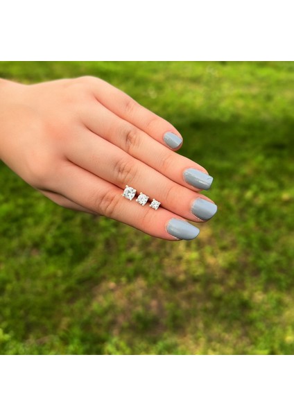 3 Boy Tek Taş Kombin Beyaz Gümüş Küpe modelleri