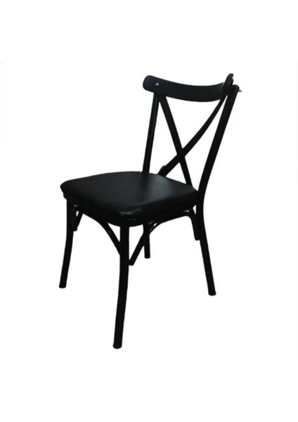 Sungur Çapraz Metal Thonet Siyah 2 Li Sandalye