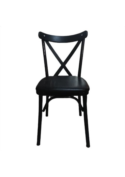 Sungur Çapraz Metal Thonet Siyah 2 Li Sandalye