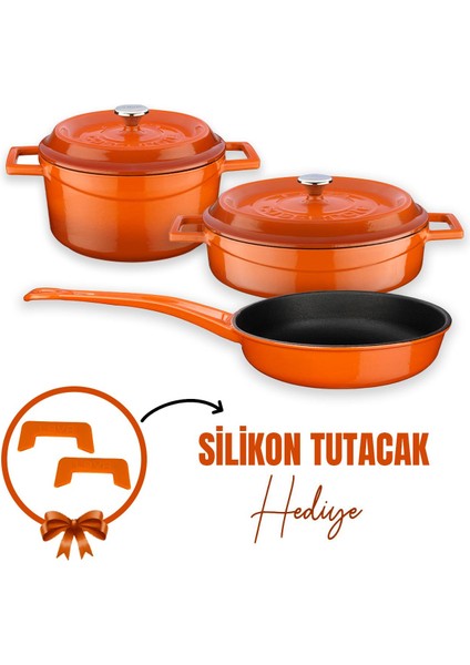 Döküm 3x Trendy Serisi 6 Parça Tencere & Tava Seti
