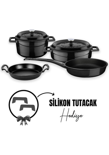 Döküm 4x Trendy Serisi 7 Parça Tencere & Tava Seti