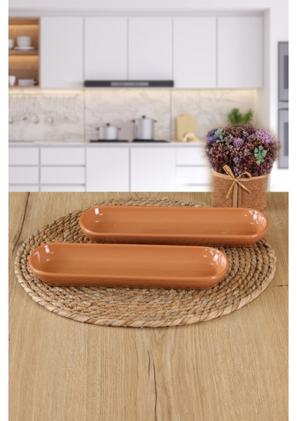 Noyan 2 Adet 26X9CM Sütlü Kahve Kayık Tabak