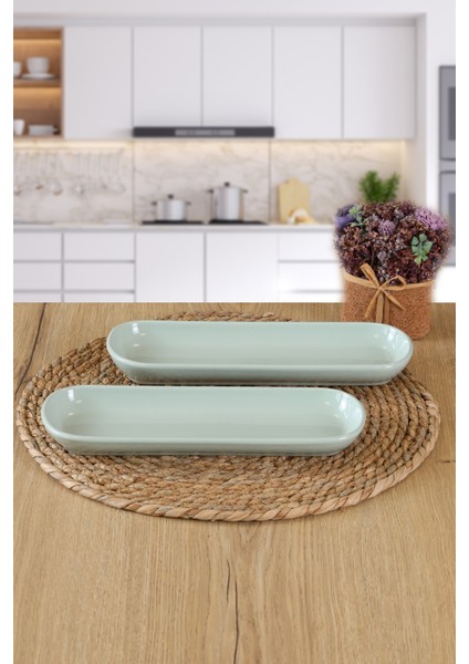 Noyan 2 Adet 26X9CM Mint Yeşili Kayık Tabak