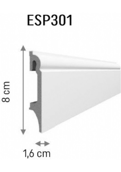 Espumo Suya Dayanıklı Kompozit Süpürgelik 8 cm - 2,40 Metre - Beyaz - ESP301