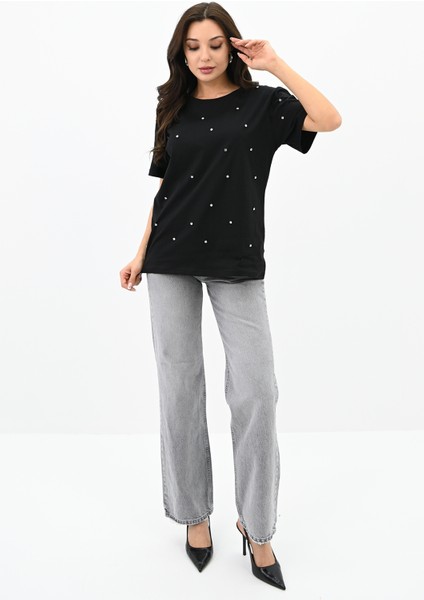 Kadın Taş Işleme Detaylı T-Shirt 1750-24