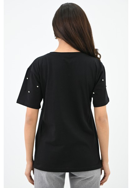 Kadın Taş Işleme Detaylı T-Shirt 1750-24 fırsatları