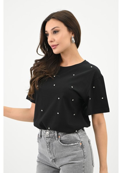 Kadın Taş Işleme Detaylı T-Shirt 1750-24 indirimleri